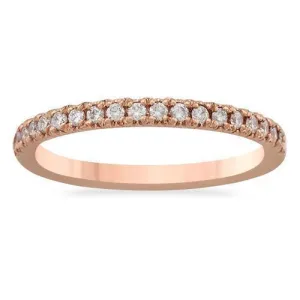 14k Rose Gold Classic Diamond Wedding Band 0.3 Cwt.