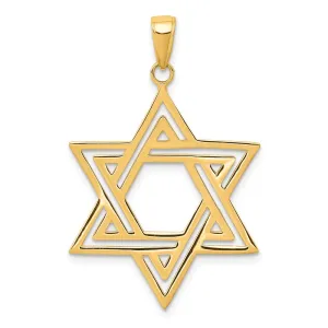 14k Solid Polished Star of David Charm