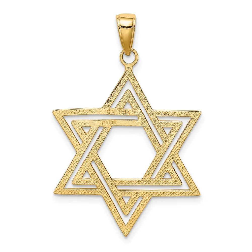 14k Solid Polished Star of David Charm