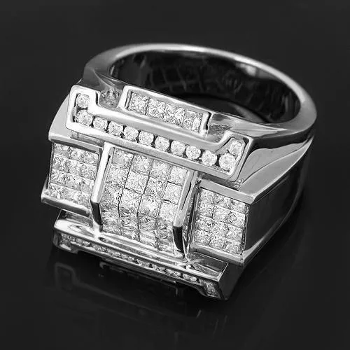 14K Solid Yellow Gold Mens Diamond Ring 3.44 Ctw