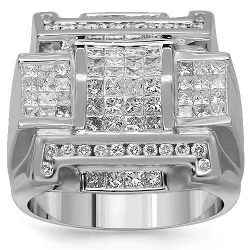 14K Solid Yellow Gold Mens Diamond Ring 3.44 Ctw
