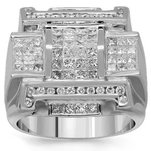 14K Solid Yellow Gold Mens Diamond Ring 3.44 Ctw