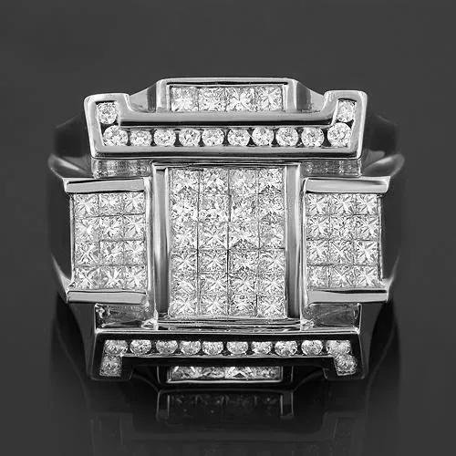 14K Solid Yellow Gold Mens Diamond Ring 3.44 Ctw