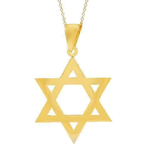14K Solid Yellow Gold Men's Diamond Star of David Pendant 7.4 Cwt.