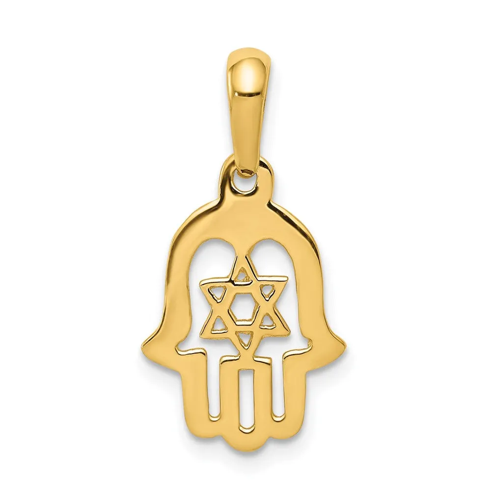 14k Star of David Chamseh Pendant