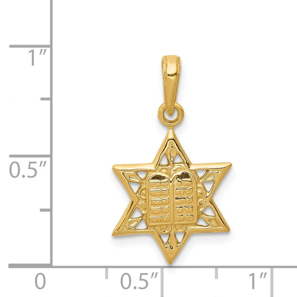 14K Star of David w/Tablets in Center Pendant