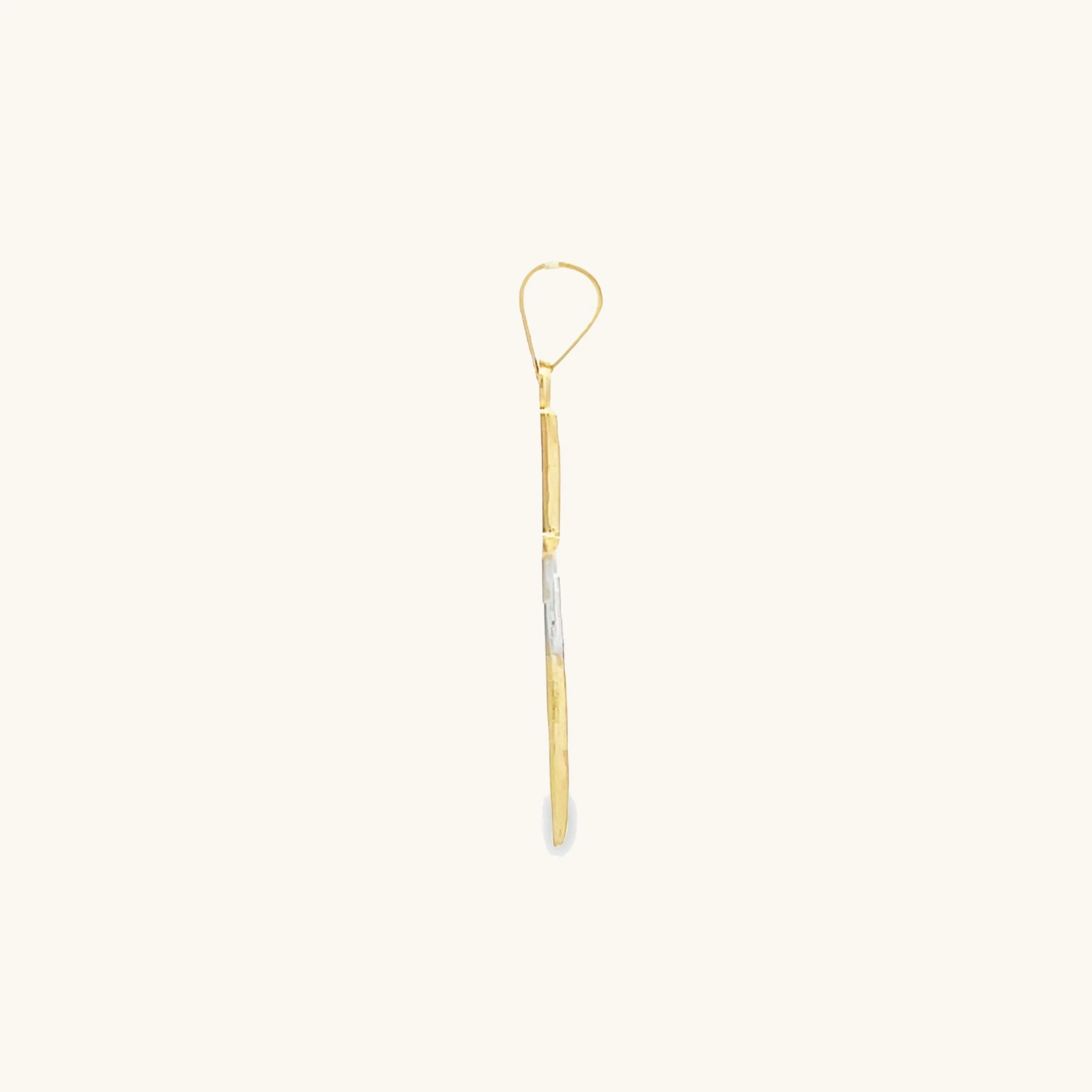 14K TWO-TONE GOLD SWIRL CROSS PENDANT