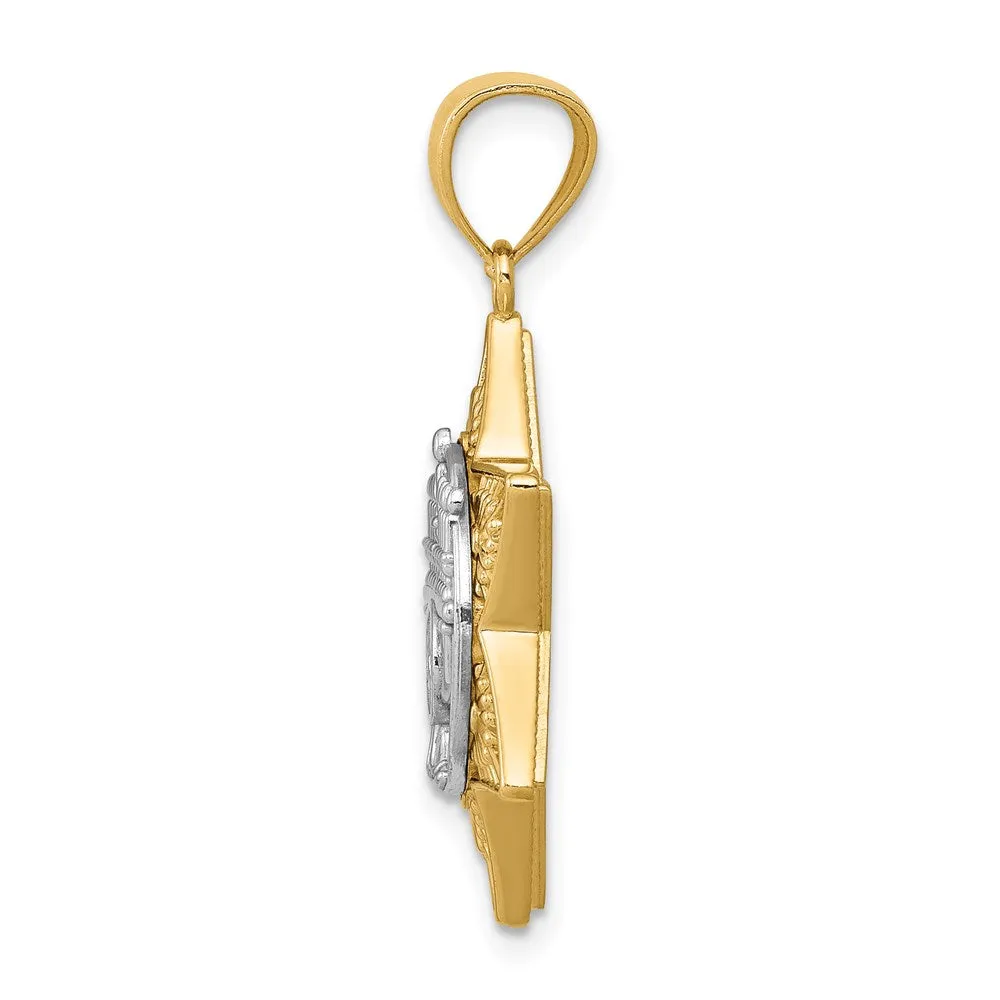 14K Two-Tone Star Of David and Menorah Pendant