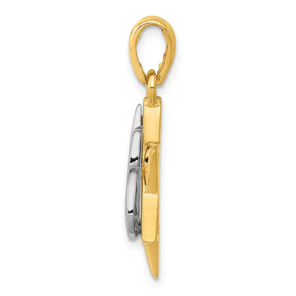 14k Two-tone Star of David Pendant