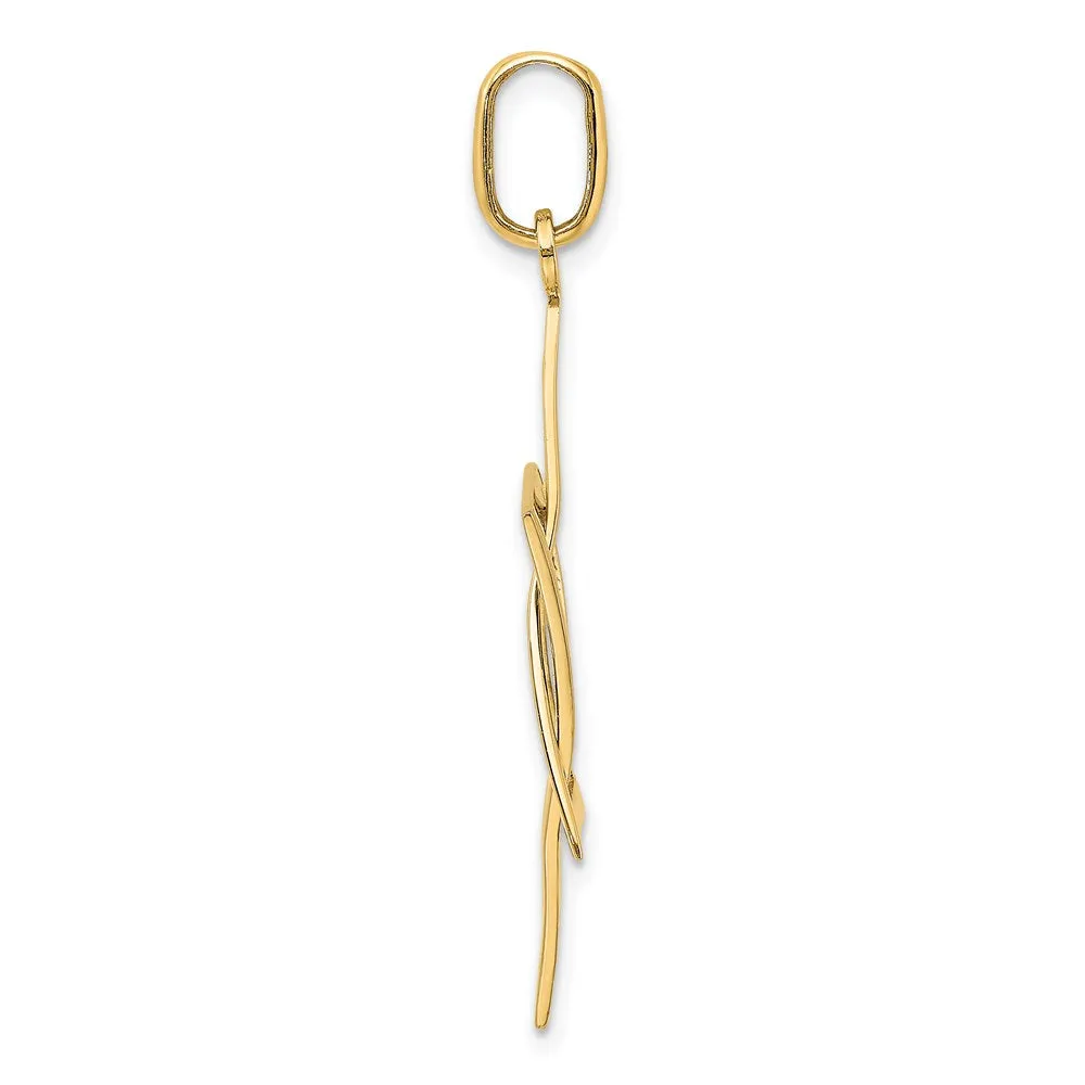 14K W/ Rhodium Elongated Jewish Star Of David Charm
