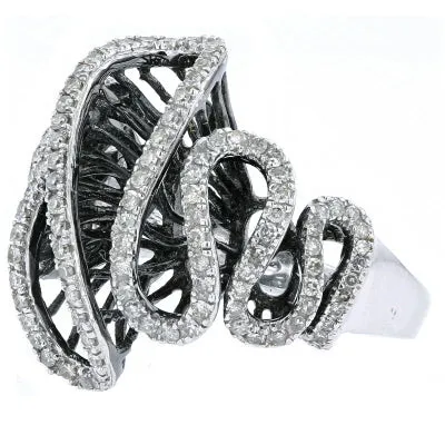 14K WG Black Diamond Ribbon Ring