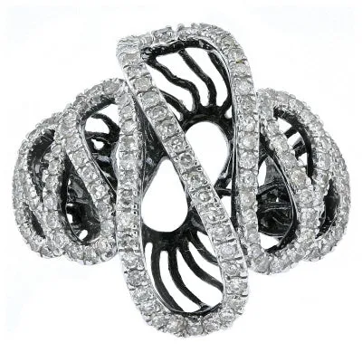 14K WG Black Diamond Ribbon Ring