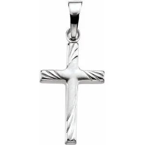 14K White 17.5x12 Cross Pendant