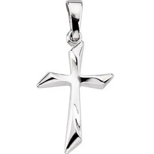 14K White 18.5x13 mm Cross Pendant