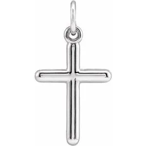 14K White 20x10.4 mm Cross Pendant