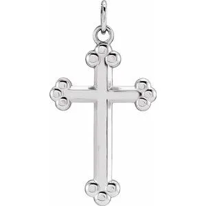 14K White 21x11 mm Cross Pendant