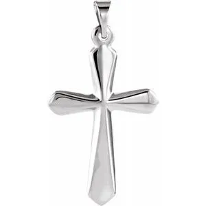 14K White 22.5x16 mm Cross Pendant