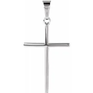 14K White 22.75x15 mm Cross Pendant