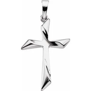 14K White 25.5x18 mm Cross Pendant