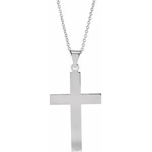 14K White 28 x 18 mm Cross 18" Necklace
