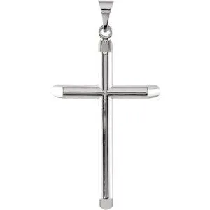 14K White 34.25x22 mm Unadorned Cross Pendant