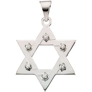 14k White Gold .06 CTW Diamond Star of David Pendant