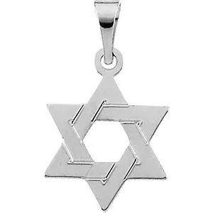 14k White Gold 17x15mm Star of David Pendant