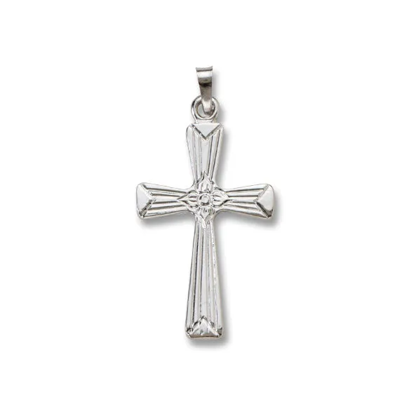 14k White Gold 18 X 26 MM Inch Cross
