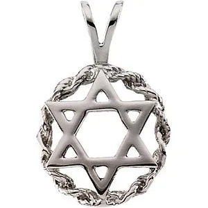 14k White Gold 20x13mm Star of David Pendant