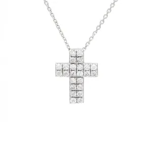 14K White Gold Diamond Cross Necklace