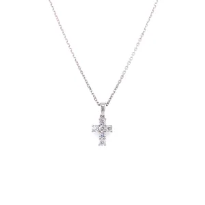 14K White Gold Diamond Medium Cross Necklace