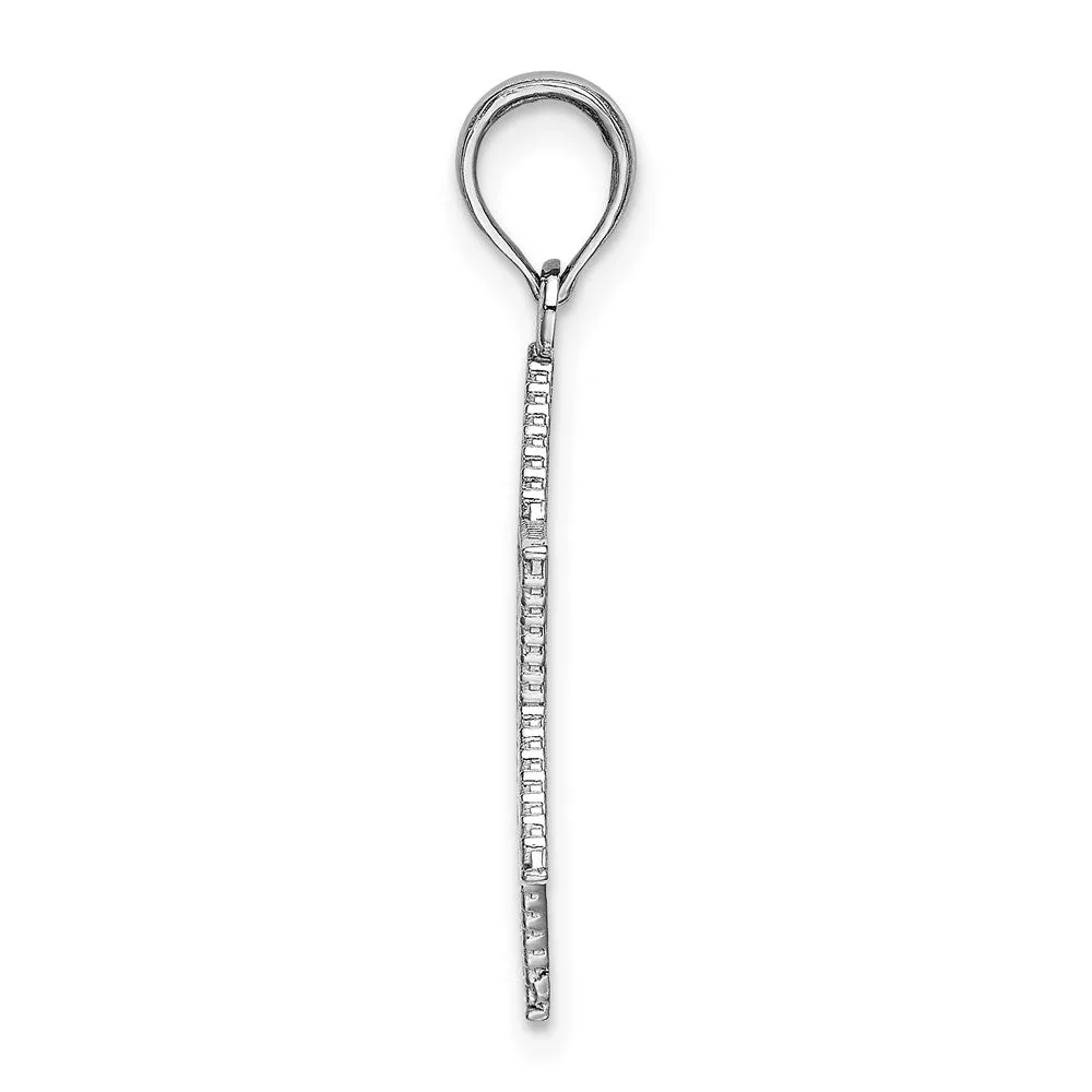 14K White Gold Engraved Star Of David Charm