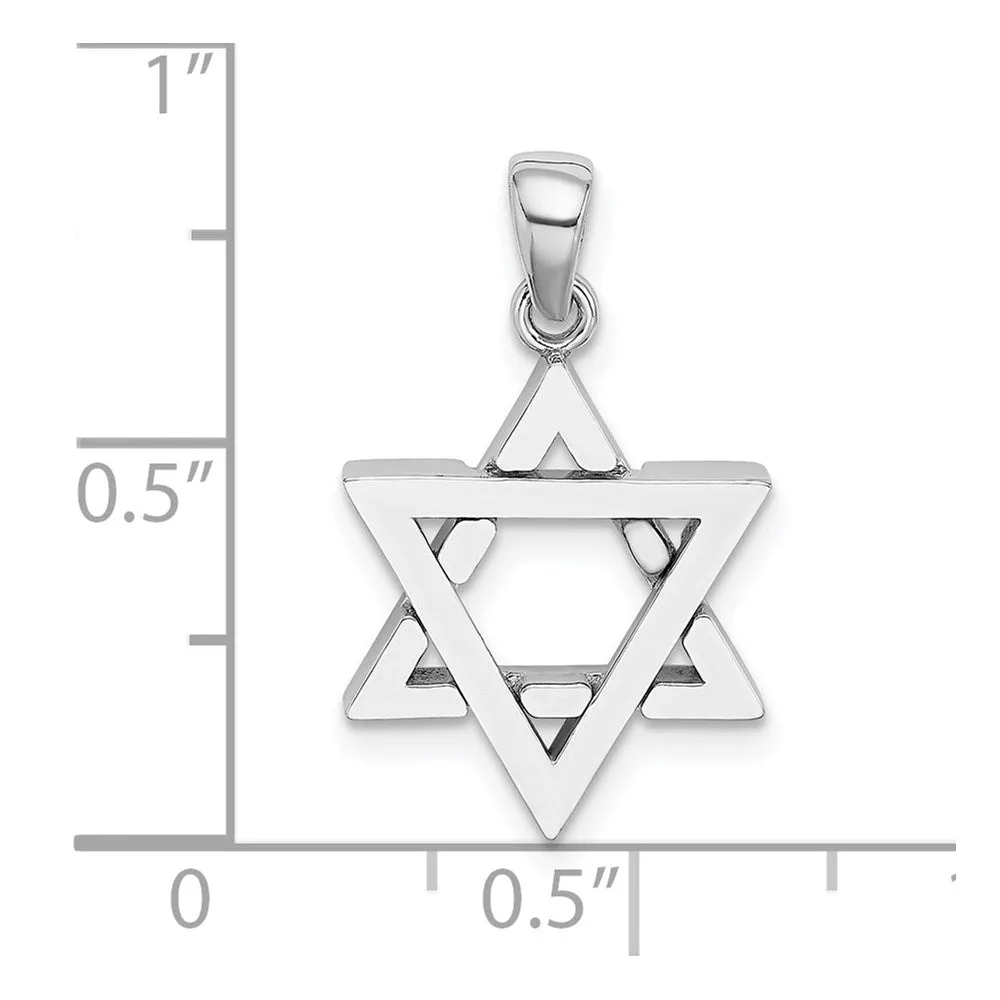 14K White Gold Star Of David Charm