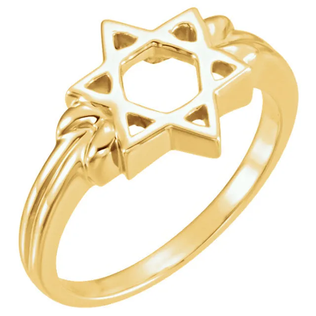 14k White Gold Star of David Ring , Size 7