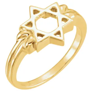 14k White Gold Star of David Ring , Size 7