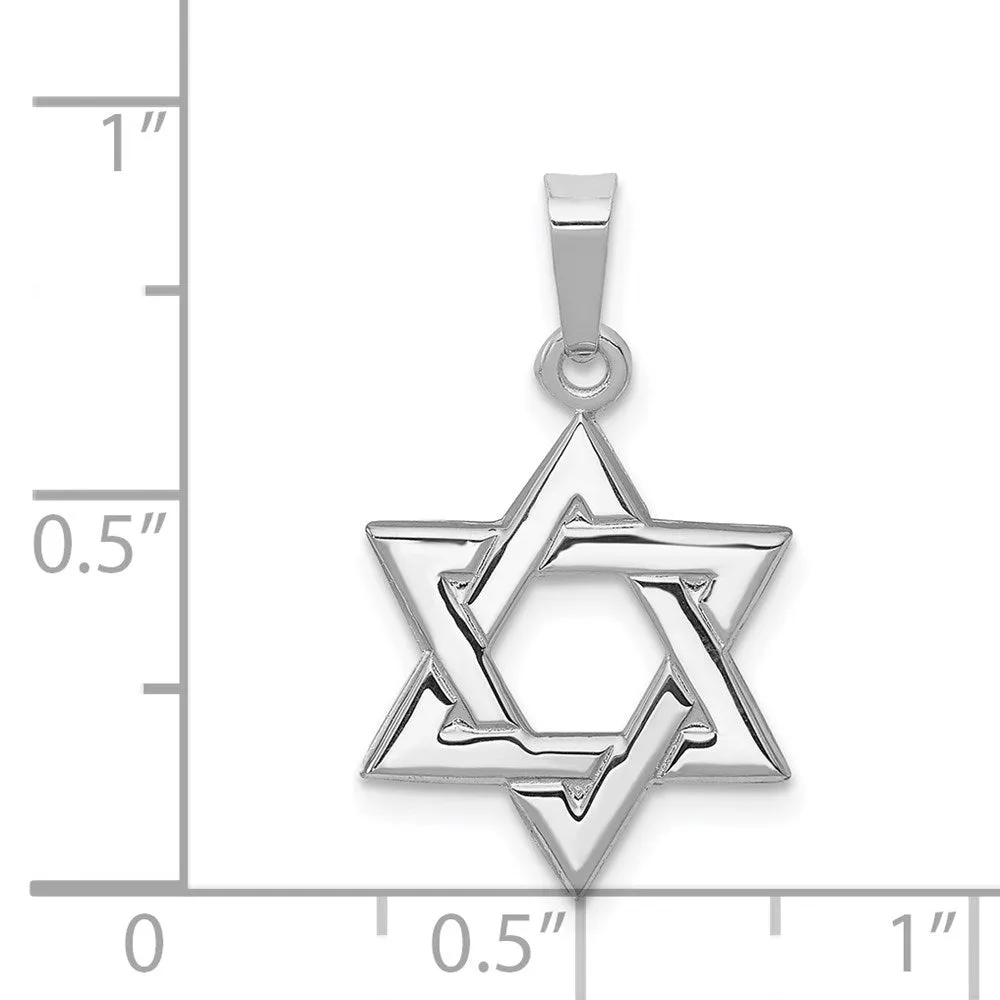 14K White Polished Star of David Pendant