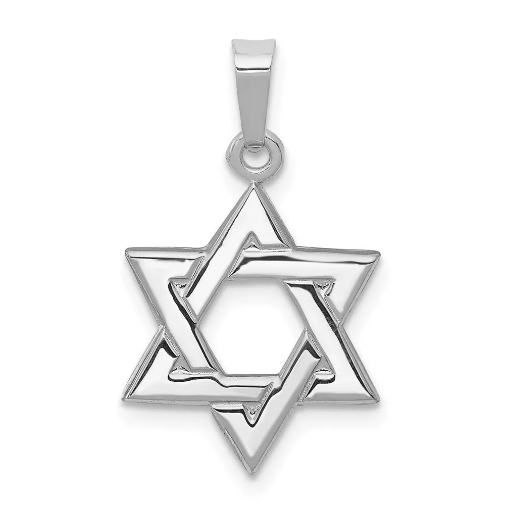 14K White Polished Star of David Pendant