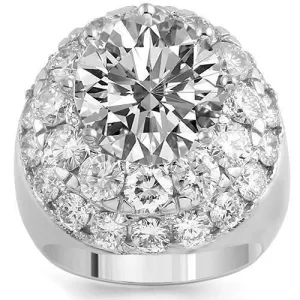 14K White Solid Gold Mens Diamond Ring With Round Cut Center Stone 5.02 Ctw