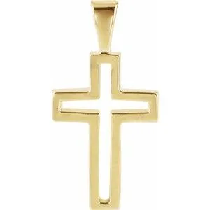 14K Yellow 13.5x9.5 mm Cross Pendant