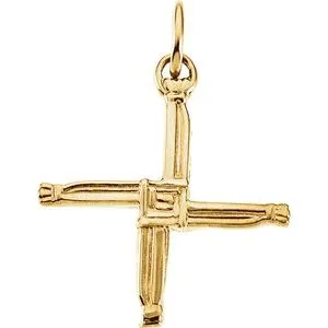 14K Yellow 20x20 mm St. Bridget's Cross Pendant