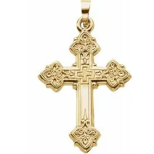 14K Yellow 26x20 mm Hollow Cross Pendant