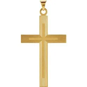 14K Yellow 39x25 mm Cross Pendant with Design