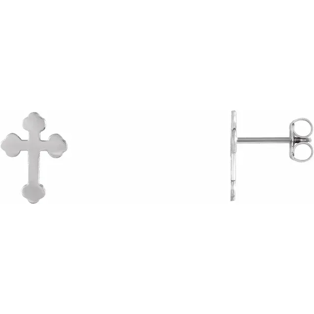 14K Yellow Cross Earrings