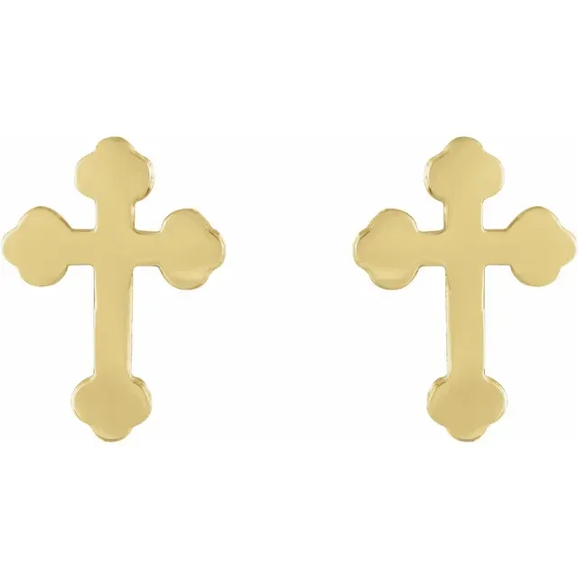 14K Yellow Cross Earrings