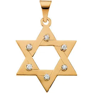 14k Yellow Gold .06 CTW Diamond Star of David Pendant