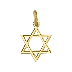14K Yellow Gold (13mm) 2D Star of David Pendant