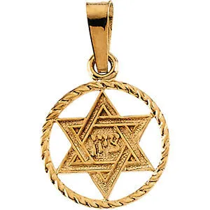14k Yellow Gold 14x11mm Star of David Pendant
