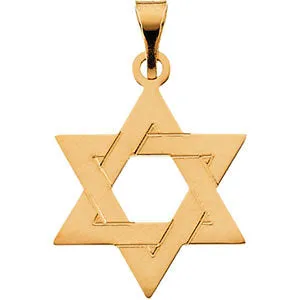 14k Yellow Gold 14x12mm Star of David Pendant