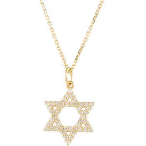 14k Yellow Gold 1/5 CTW Diamond Star of David Necklace