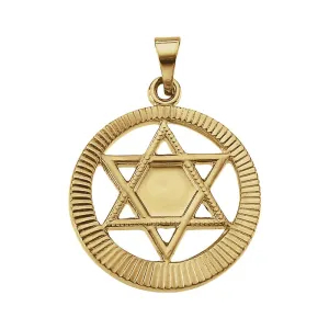 14k Yellow Gold 17mm Star of David Pendant